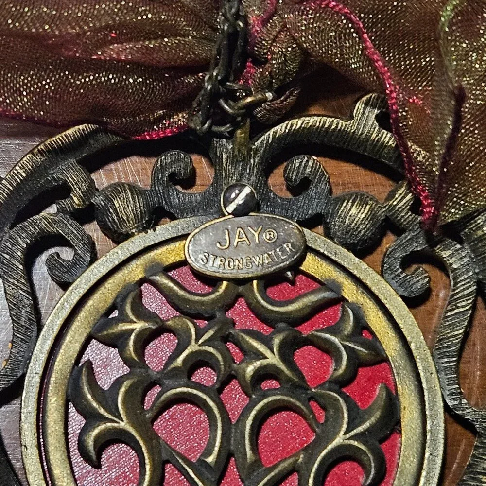 RARE JAY STRONGWATER VICTORIAN HEART CRYSTAL ENAMEL HANGING MINI FRAME ORNAMENT